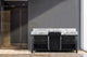 Zilara 72" Black and Grey Double Vanity, Castle Grey Marble Tops