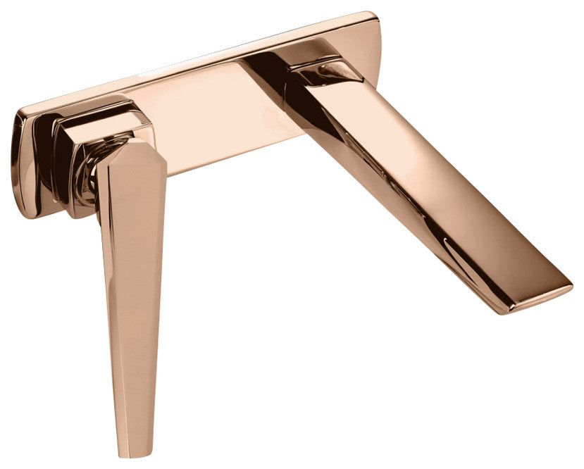 Nia Luxury Wall-Mount Bathroom Faucet, Rose Gold, Without pop-up drain