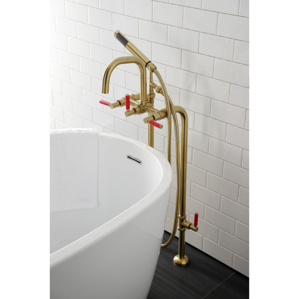 CCK8407DKL Freestanding Tub Faucet With Supply Line, Stop Valve, Brushed Brass