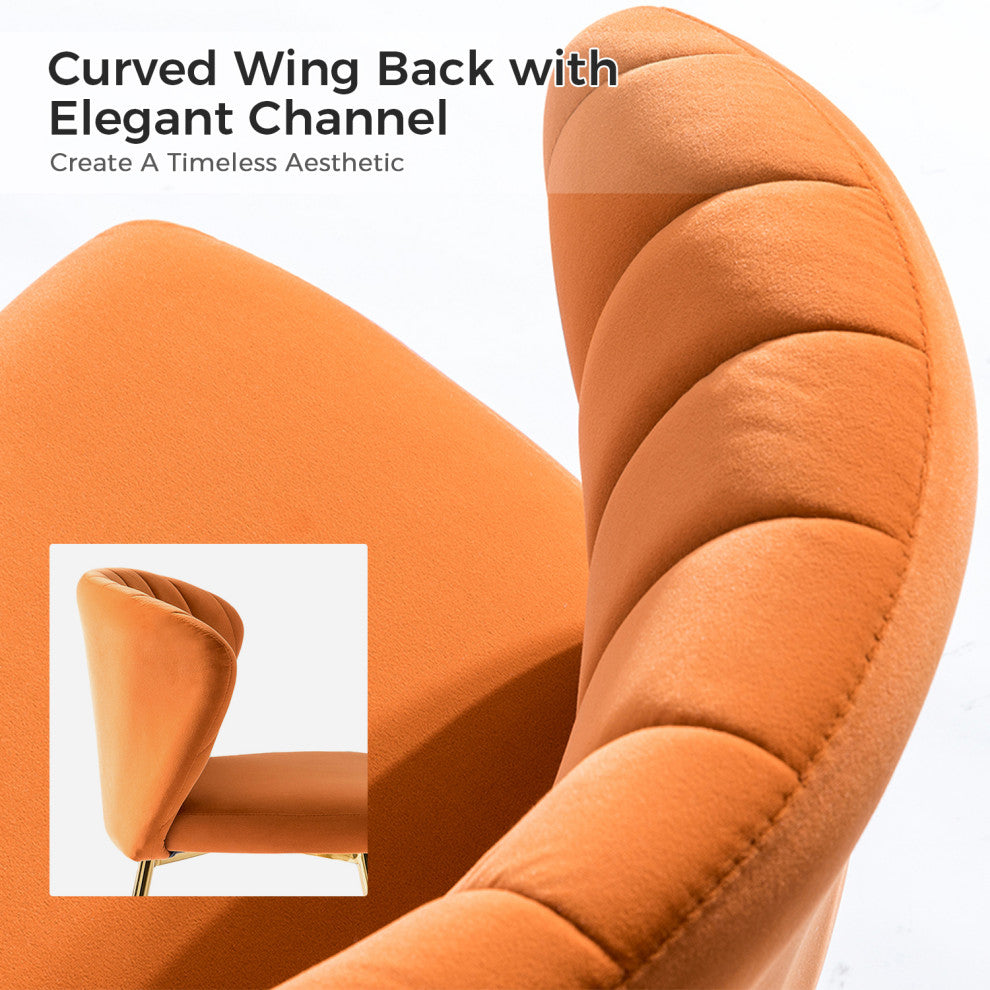 Luna Contemporary Side Chair With Tufted Back, Orange