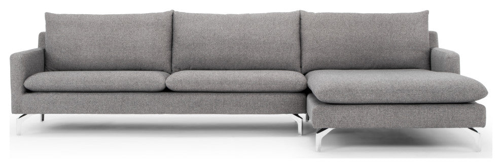 Metro Anderson Chaise Sectional, Chrome Legs, Dark Gray, Right Arm Facing