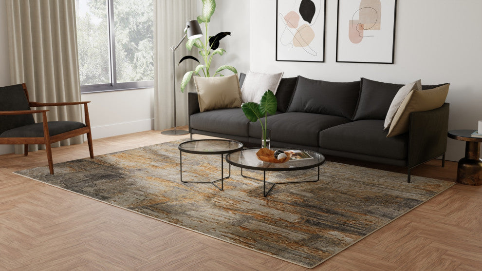 Jaxson 39PWF Modern/Industrial/BohemianArea Rug, Gray/Tan, 8'x10'