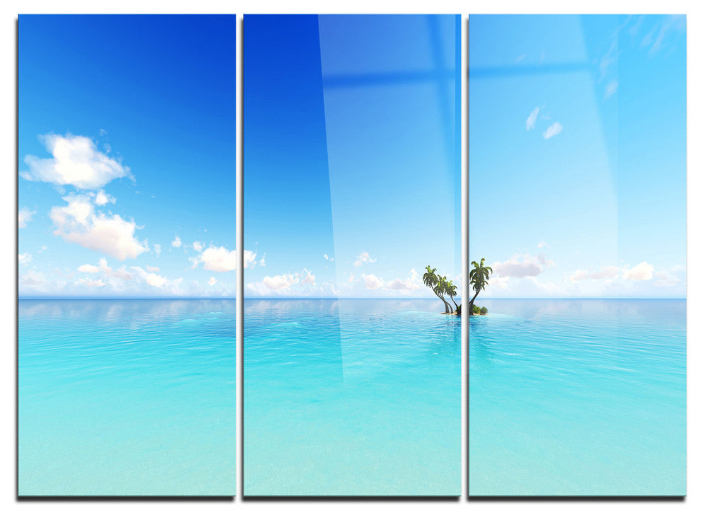"Blue Corals Island Sea" Metal Wall Art, 3 Panels, 36"x28"