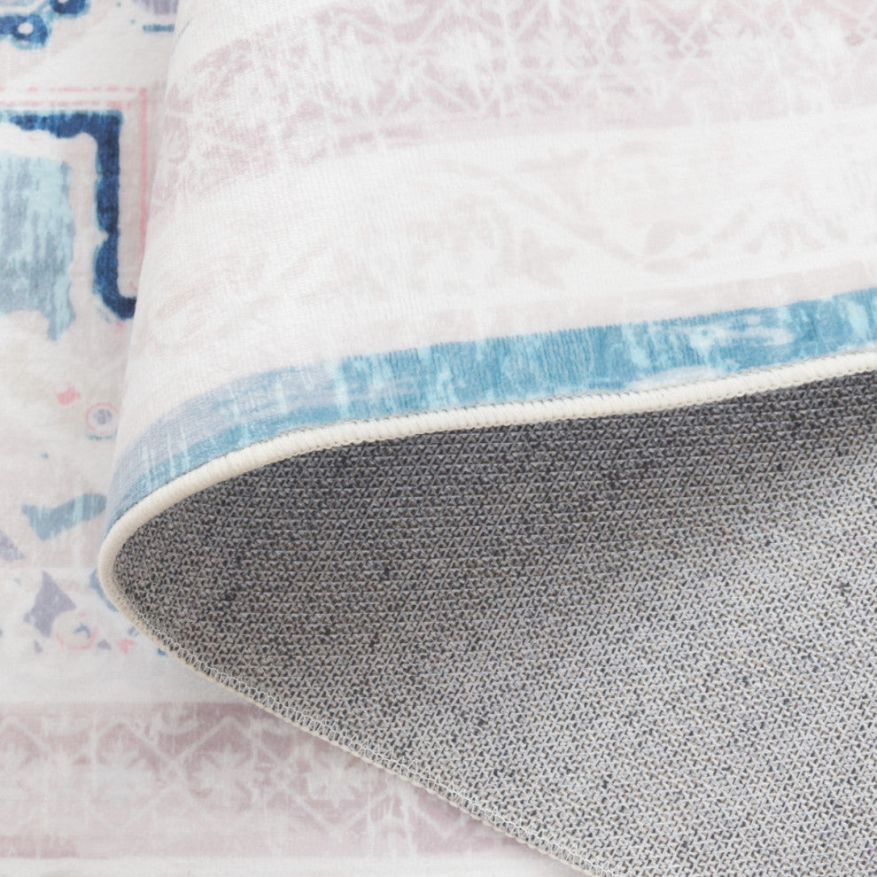 Safavieh Arizona Machine-Washable Collection ARZ324 Rug, Ivory/Aqua, 5'x8'