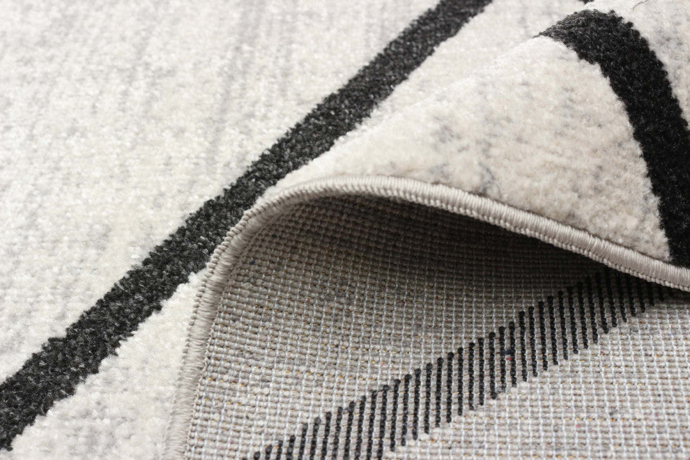 Aqua Damali Area Rug, Ivory/Black, 6'x9'