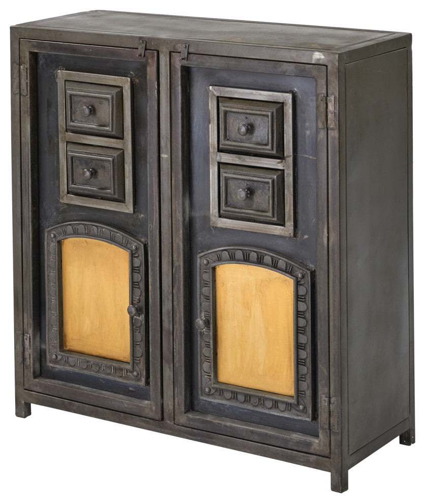70" Steampunk Industrial Home Bar Island Counter Top Cabinet with Footrest