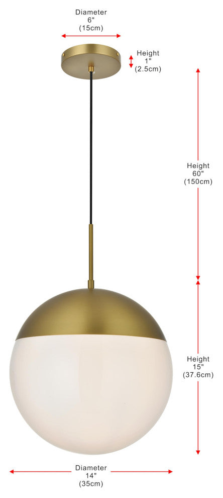 Elegant Lighting LD6044 Eclipse 14"W Pendant - Satin Gold