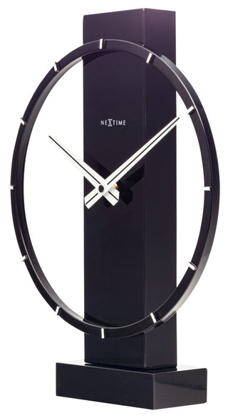 Carl Wooden Table or Wall Clock, 14x10", Black Lacquer