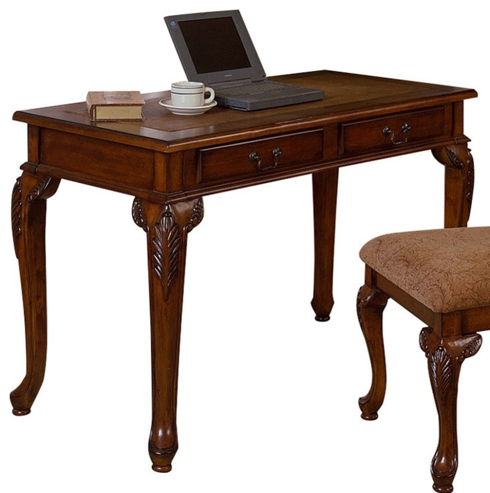 Classic Dark Walnut Office and Home Two Piece Desk Set