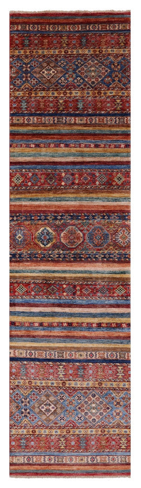 Runner Khorjin Super Kazak Hand-Knotted Wool Rug 2' 7" X 10' 3" Q11000