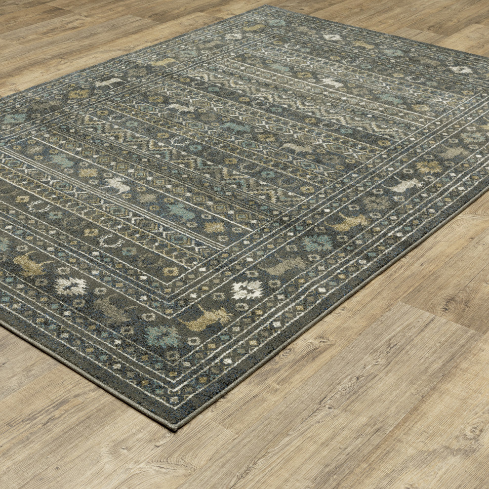 Vander Frontier Blue/Gold Indoor Area Rug, Blue, 3'10"x5'5"