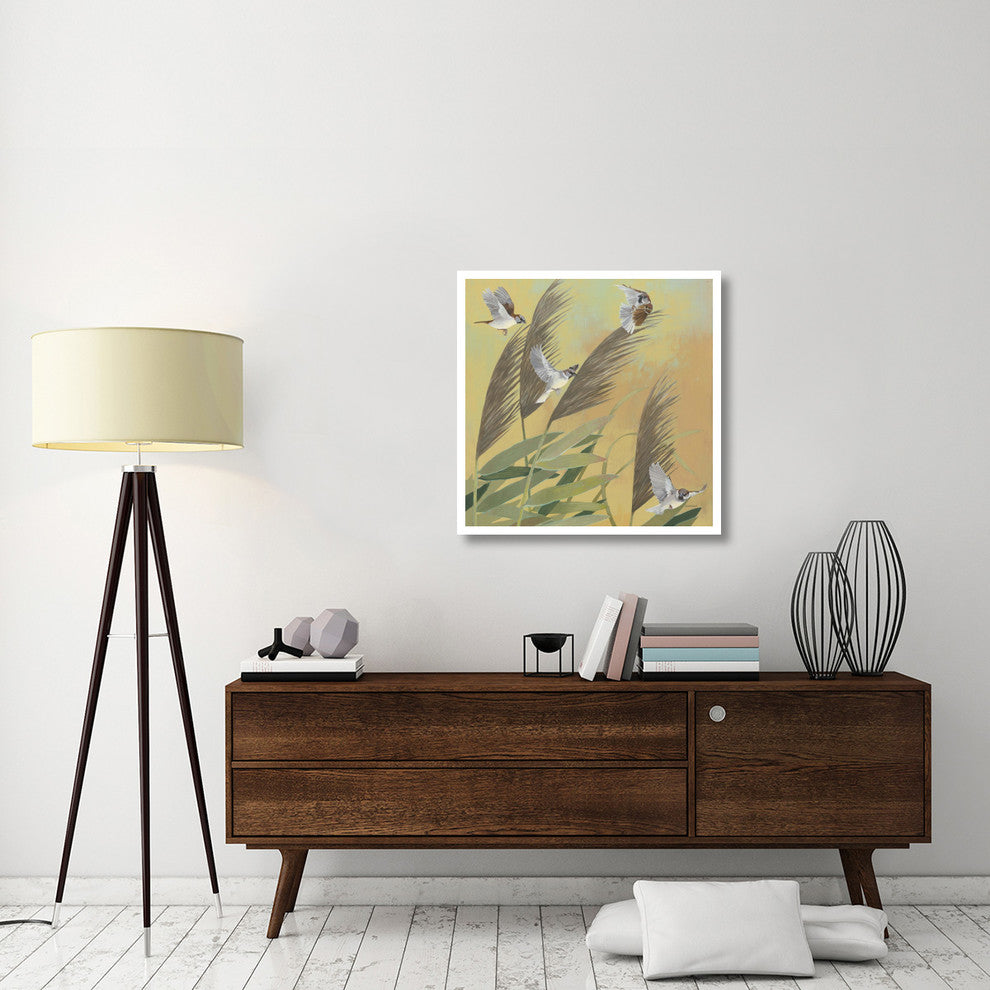 "Sparrows and Phragmates Sq" Digital Paper Print by Kathrine Lovell, 32"x32"