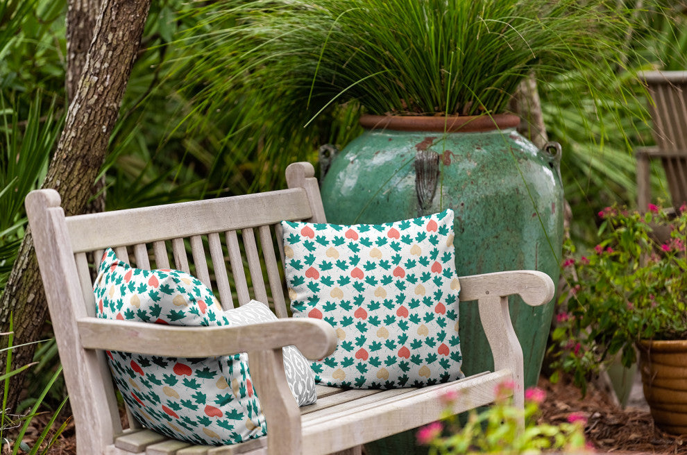 Lots of Leaves Indoor/Outdoor Throw Pillow, Unreal Teal, 18"x18"