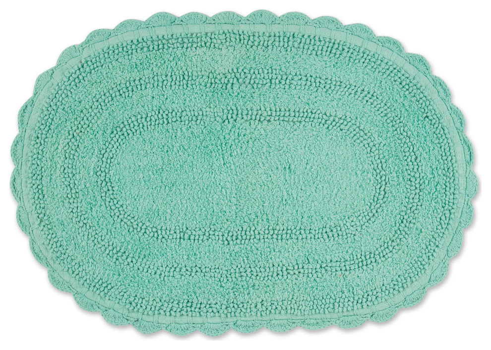 Aqua Small Oval Crochet Bath Mat