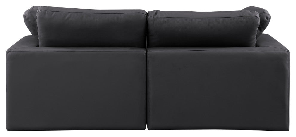 Comfy Upholstered Modular Sofa, Black, 2-Piece: 2 Corner Chair, Vegan Leather