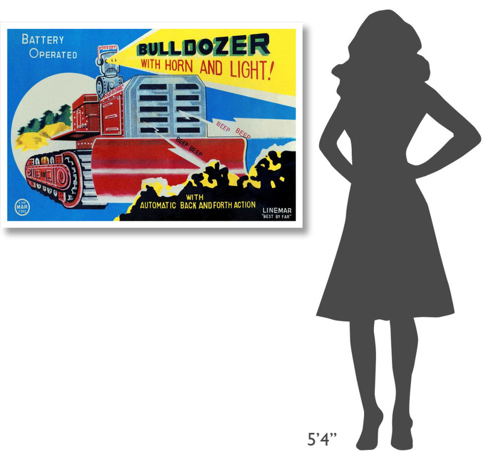 "Battery Operated Bulldozer with Horn and Light" Print by Retrotrans, 46"x31"