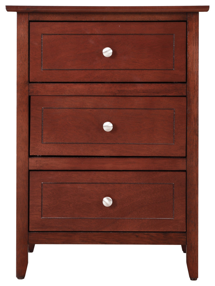 Drake 3-Drawer Nightstand, Cherry