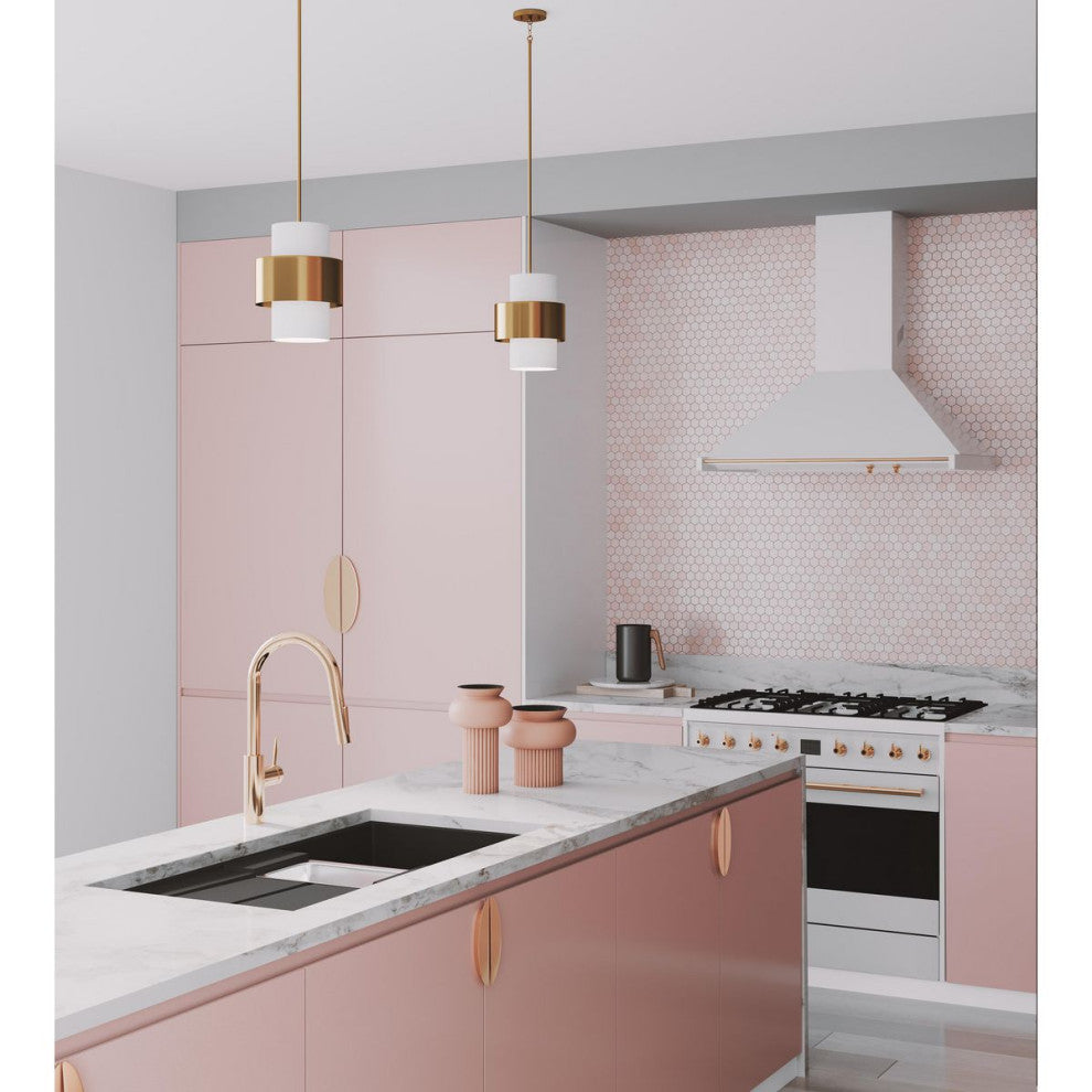 Silva Collection One-Light Brushed Bronze White Linen Shade Pendant