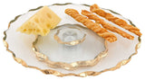 13" Hand Decorated Chiseled Edge, Turning Platter, Gold