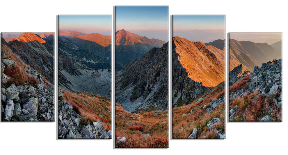 "Rocky Slovakia Mountains" Landscape Wall Art Canvas Print, 5 Panels, 60"x32"
