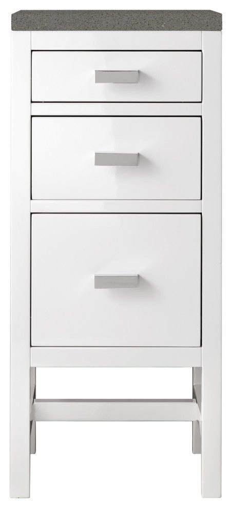 Addison 15"  Base Cabinet, Glossy White, 3CM Grey Expo Quartz Top