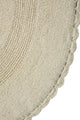 Saffron Fabs Bath Rug 36" Reversible Hand Knit Crochet Lace Border, Ivory
