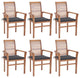 Vidaxl Dining Chairs, Set of 6, With Anthracite Cushions Solid Teak Wood