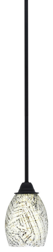 Paramount Mini Pendant, Matte Black, 5" Natural Fusion Glass