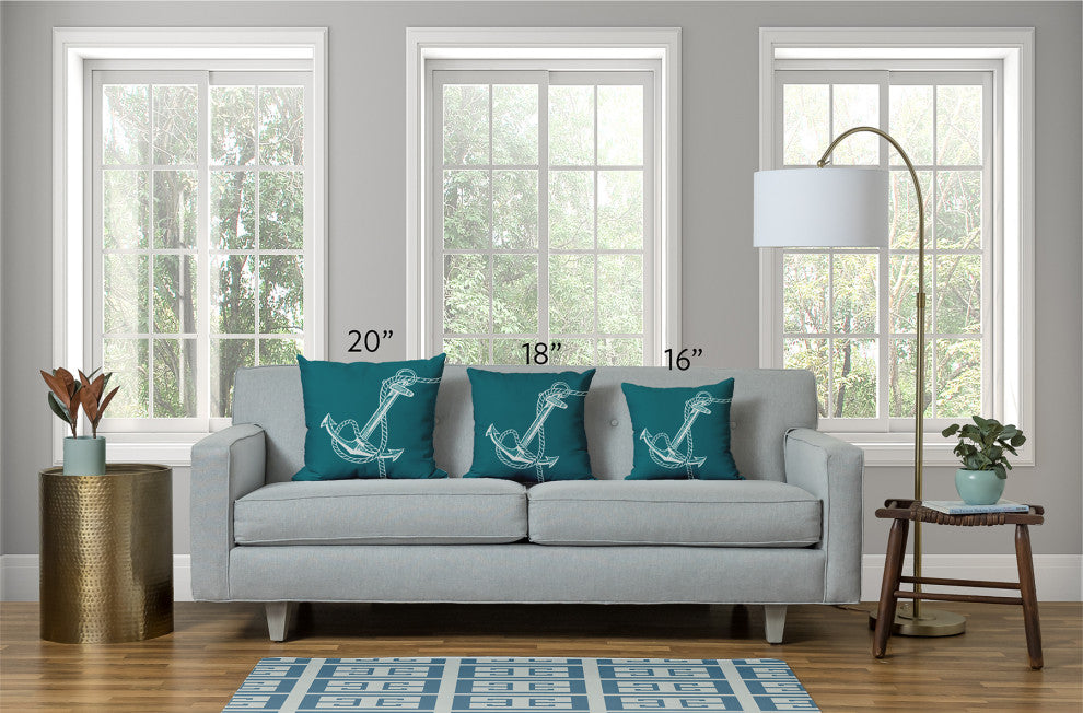 20x20" Beach House  Nautical Decorative Indoor Pillow, Dusty Smoke