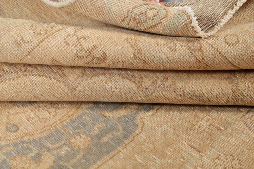 Consigned, Faded Vintage Traditional Persian Handmade Area Rug, Yellow, 6x8