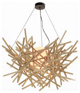 Cura LED Pendant, White Oak, Black Canopy, 2700k