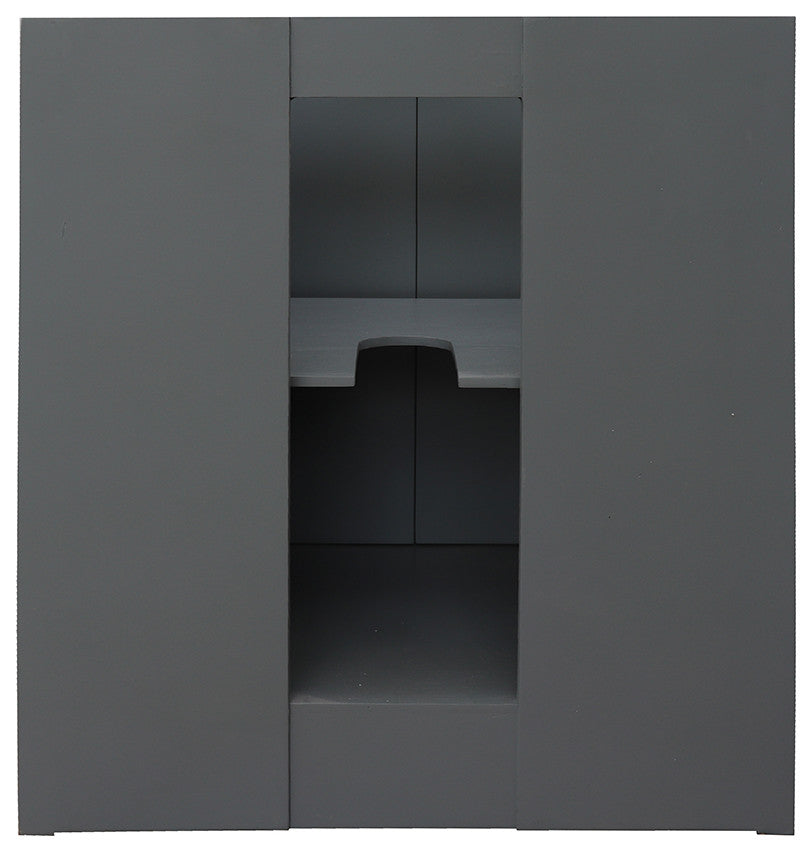 30" Single Vanity, Gray Ash, White Engineered Stone Top, Oval Sink