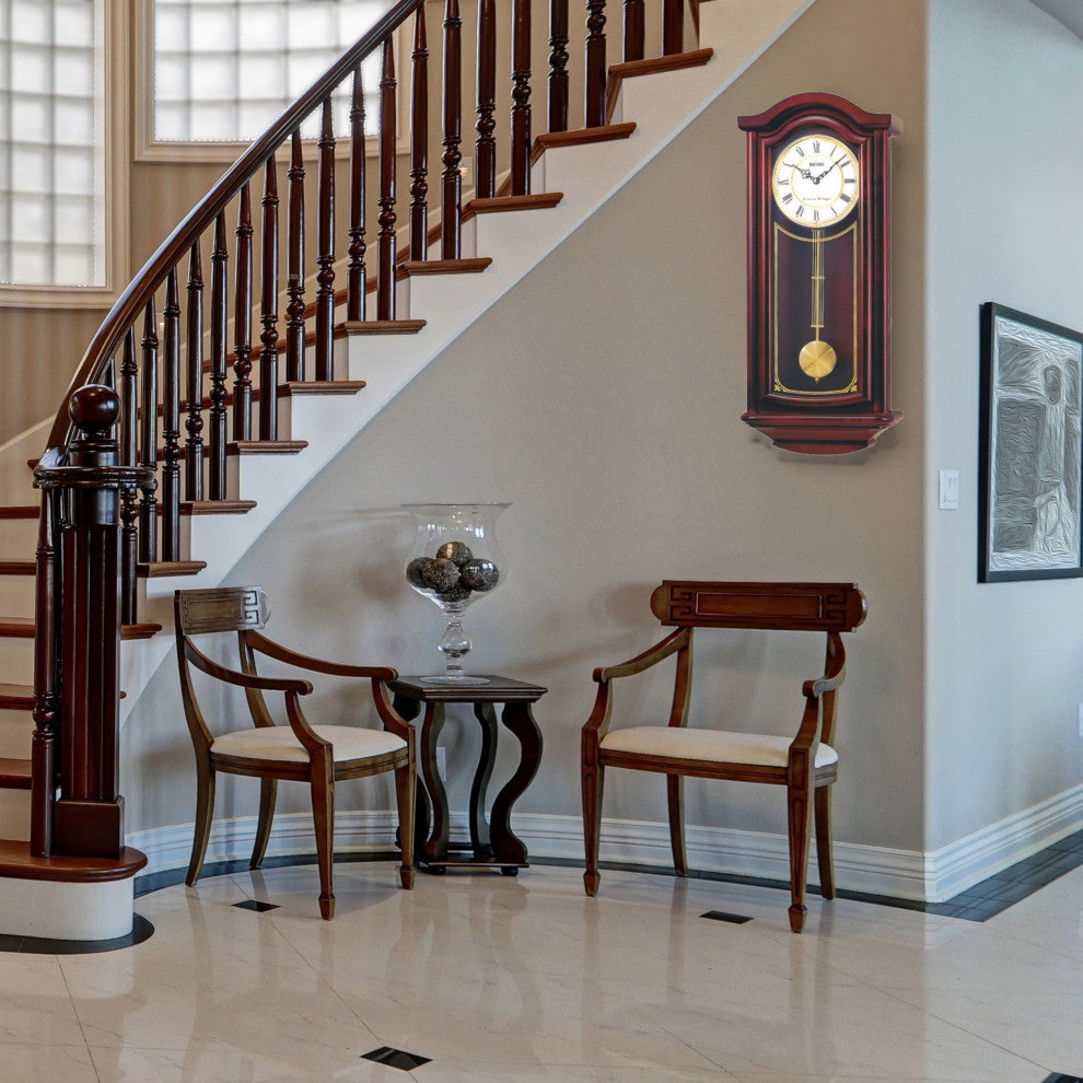 Seiko Clocks, Mahogany Wall Clock With Pendulum