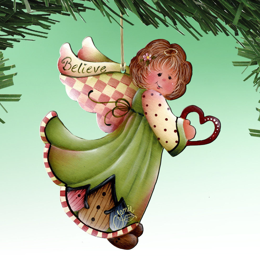 Loving Angels Wooden Ornaments, Set of 6