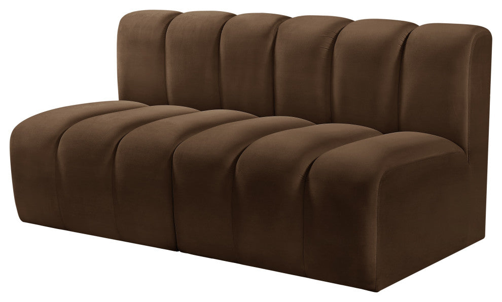Arc Velvet Upholstered 2-Pc. Modular Sofa, Brown