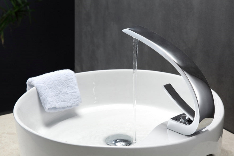 Aqua Arcco Single Lever Modern Bathroom Vanity Faucet - Chrome