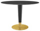 Zinque 42" Oval Artificial Marble Dining Table, Gold Black