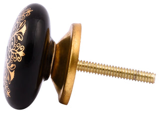 Set of Four Gold and Black Ceramic Knobs