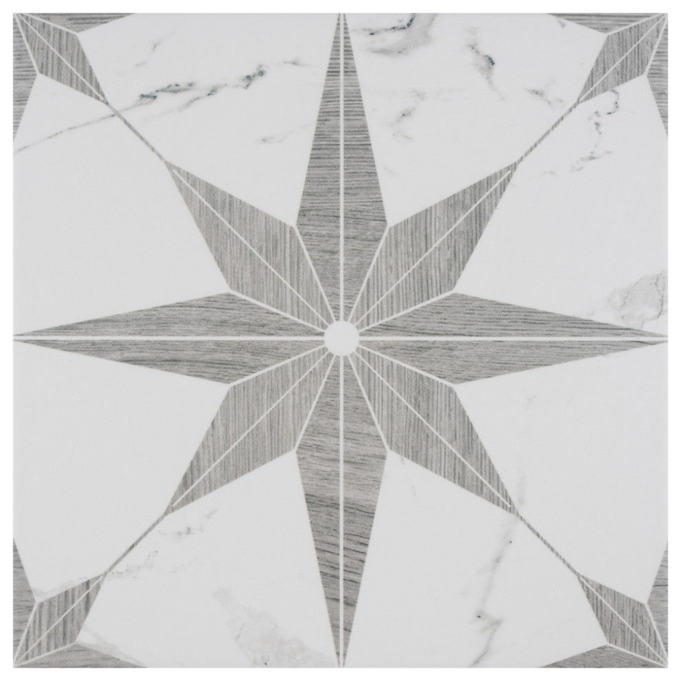 Llama Stella Loire Porcelain Floor and Wall Tile, Noce, Silver
