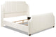 Addison King Channel Tufted Panel Bed Frame, Cloud White Performance Velvet