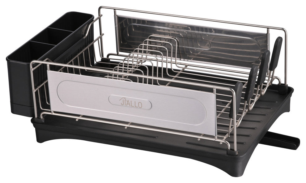 Jiallo Stainless Steel Luxury Dish Rack With Self-Draining Tray, Silver