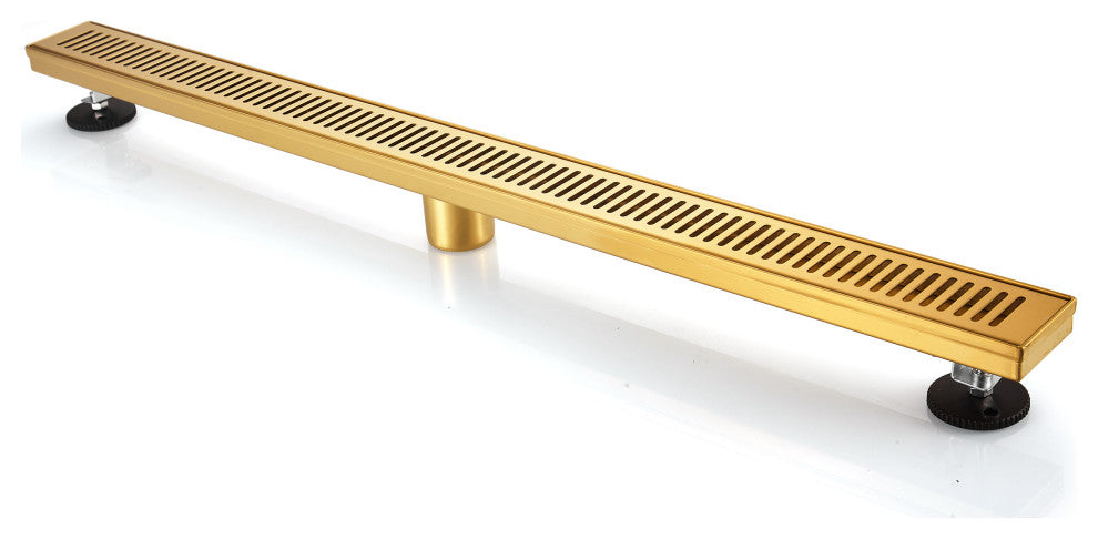 Stainless Steel Rectangular Linear Shower Floor Drain, Gold, 36"