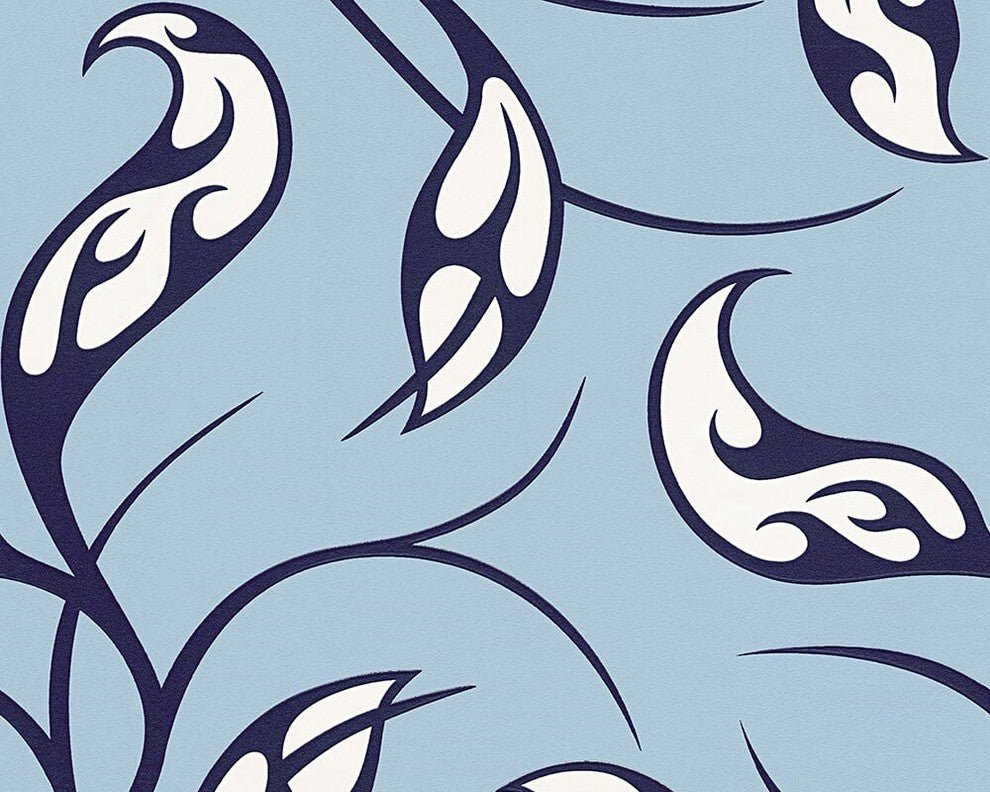 Lars Contzen Four, Floral Colorful Light Blue Flower Digital Wallpaper Roll