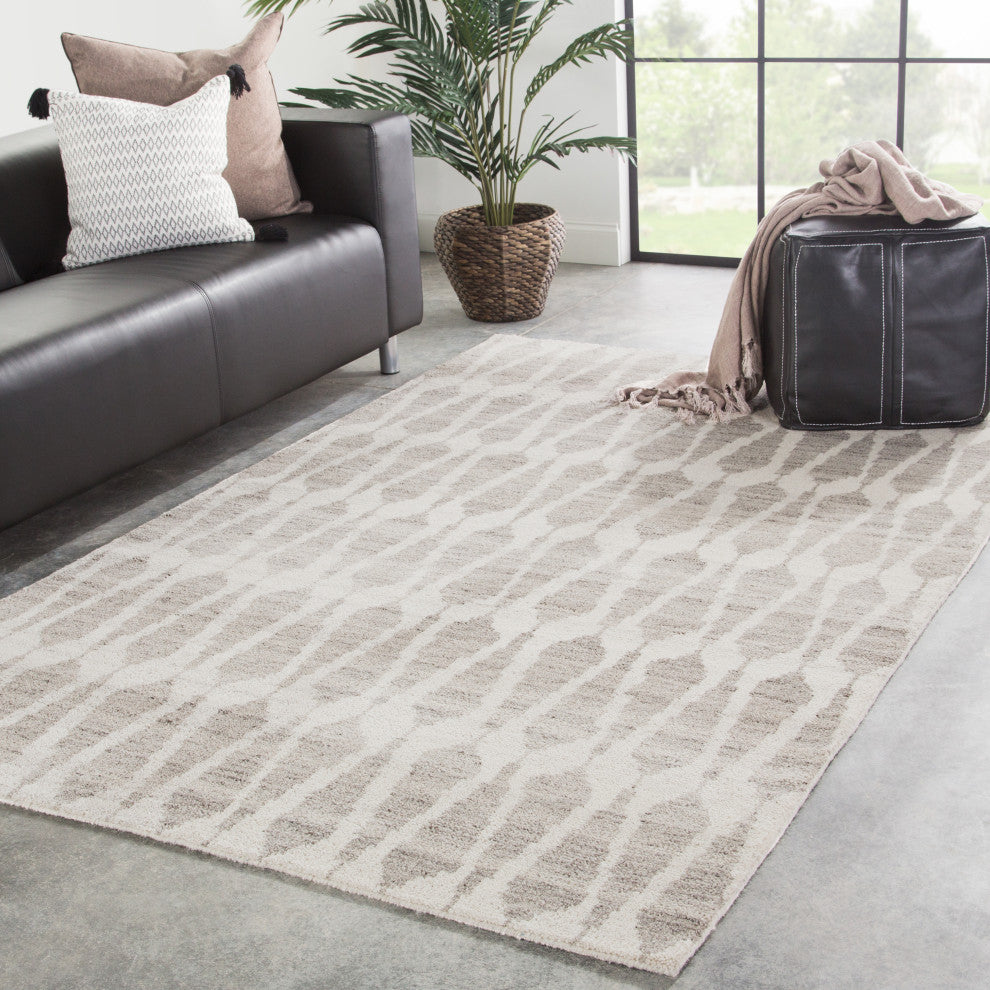 Jaipur Living Sabot Hand-Knotted Geometric Ivory/Gray Rug, 12'x15'