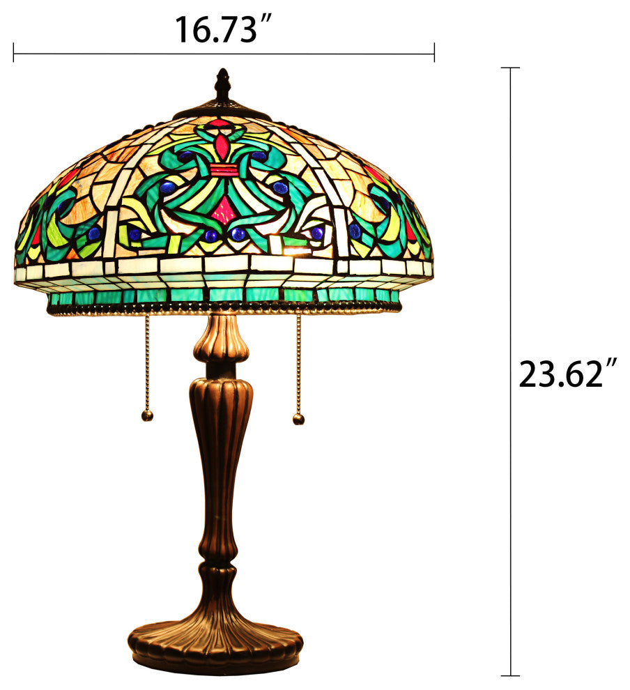 Doloris Tiffany-Style Victorian Stained Glass Table Lamp 17" Width