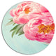 Peony Flowers On Blue Background, Floral Large Disc Metal Wall Art, 36"