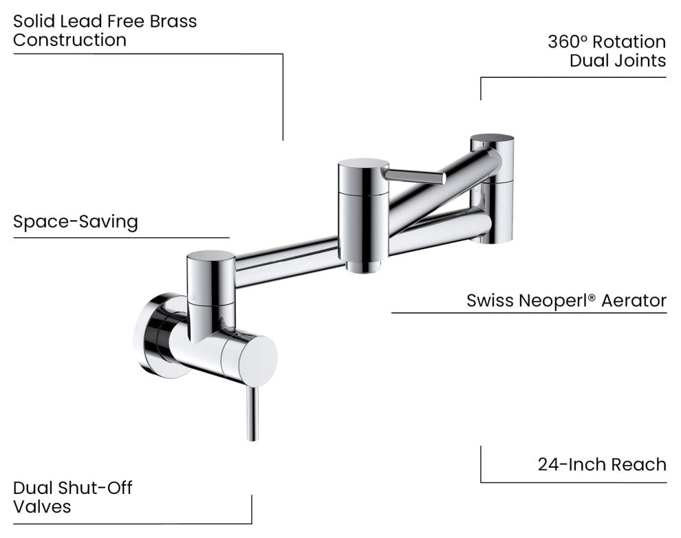 Circular Pot Filler, Chrome