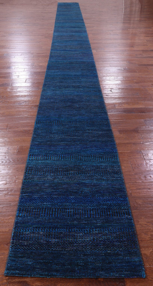 Runner Handmade Wool and Silk Super Savannah Gabbeh Rug 2' 6" X 32' 5" Q11904