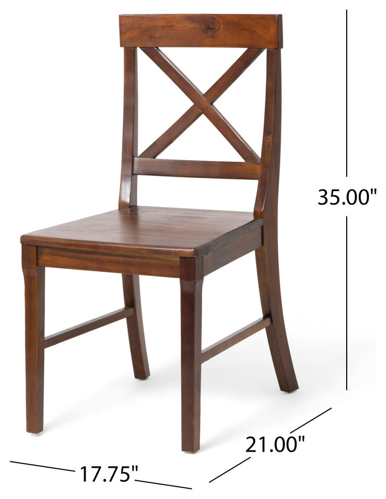 GDF Studio 7-Piece Sambora Farmhouse Dining Set With Rich Mahogany Chairs, Natural Oak