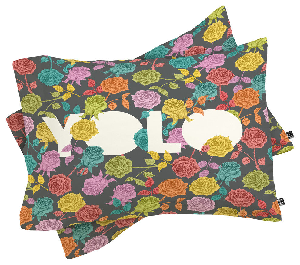 Deny Designs Bianca Green Yolo Pillow Shams, Queen